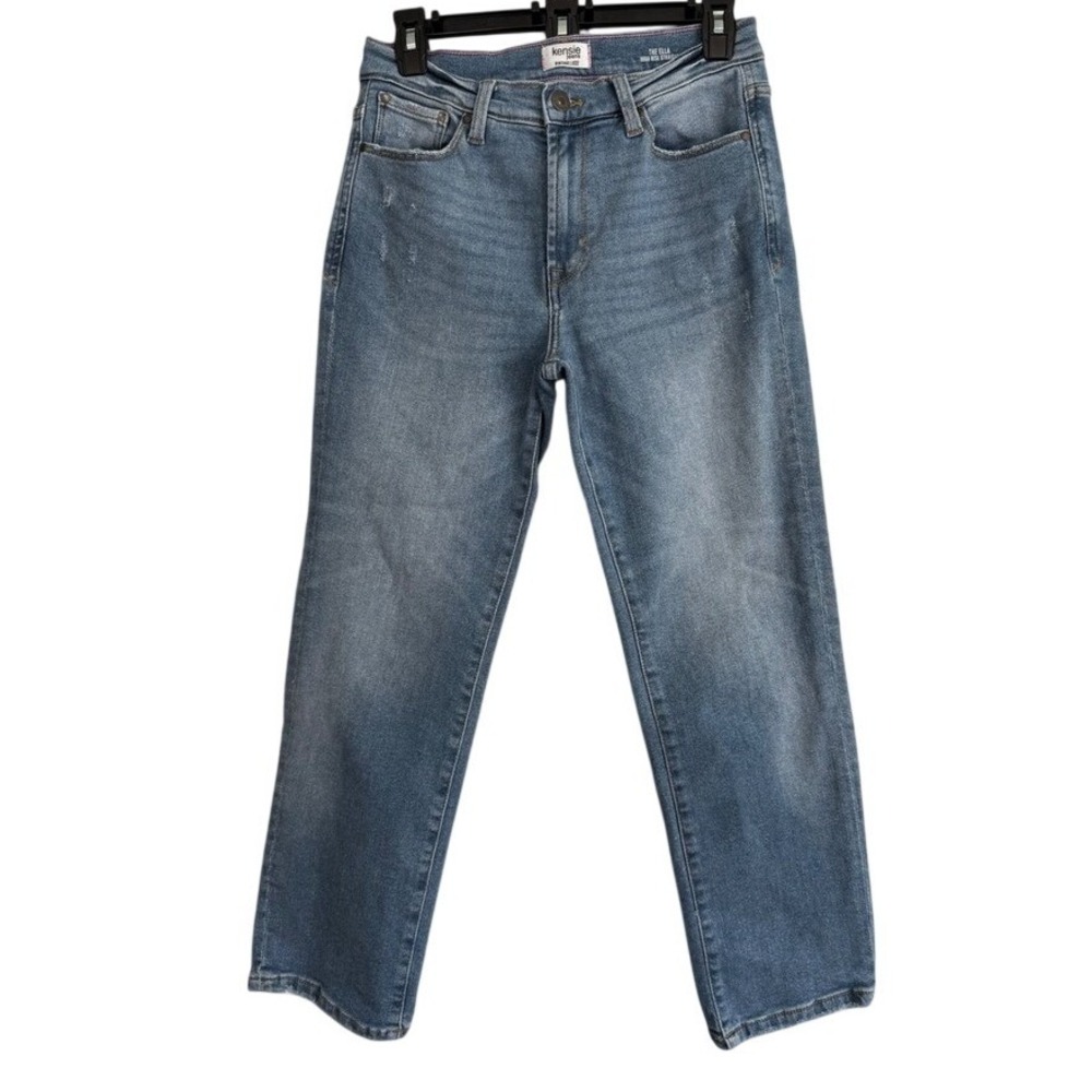 Kensie Jeans The Ella High Rise Straight Distressed Blue Denim Size 6/28